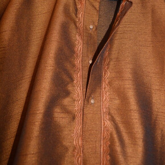 ****  MENS KURTA NEW SILK BLEND RUST COLOR S-M*** - Picture 2 of 2